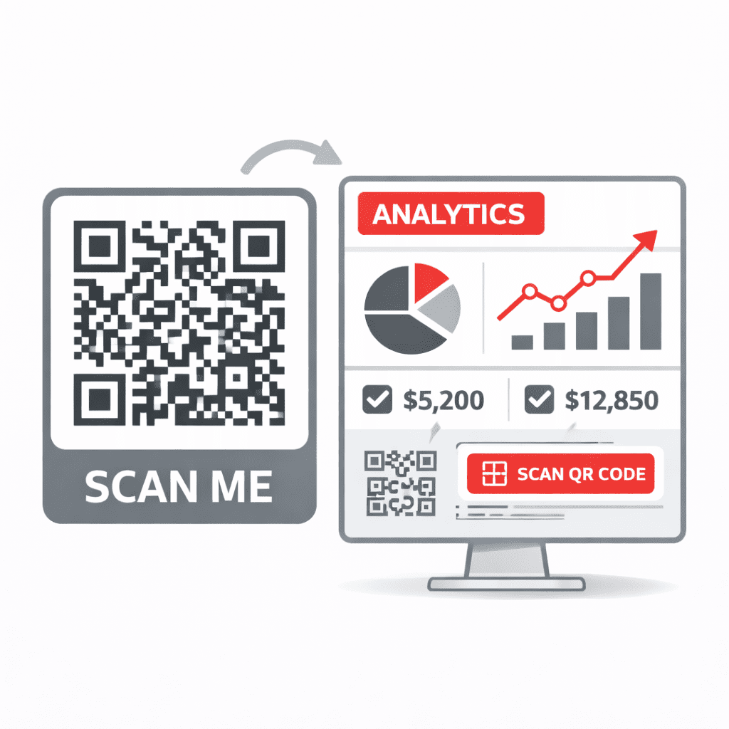 Analytics dashboard/QR code illustration